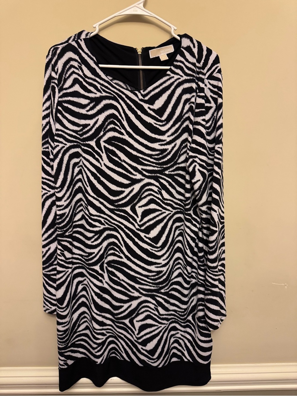 Michael Kors Black & White Zebra-Print Long Sleeve Tunic